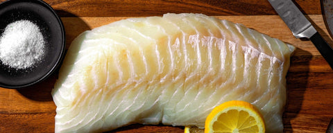 Fresh cod loin for sale.