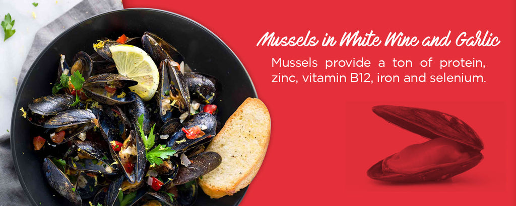 Mussels in white wine and garlic