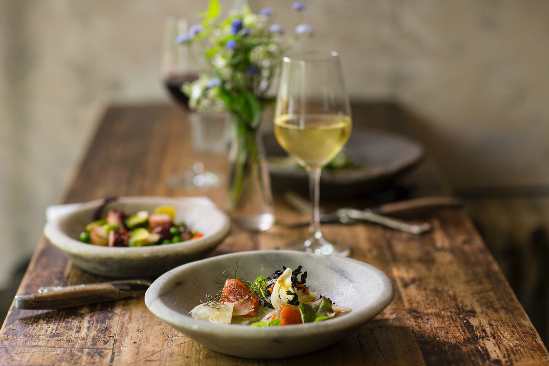 Food on a wooden table