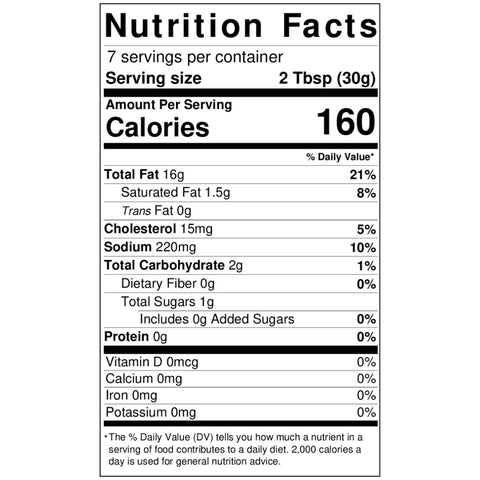 Down East Tartar Sauce Nutrition Facts